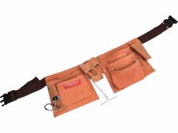 szerszámtartó öv, 9 zsebes, bőr; erős műanyag csattal