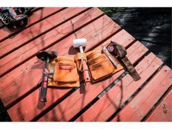 szerszámtartó öv, 9 zsebes, bőr; erős műanyag csattal