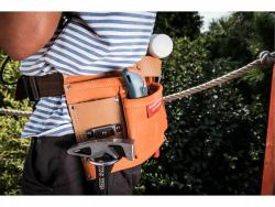 szerszámtartó öv, 9 zsebes, bőr; erős műanyag csattal