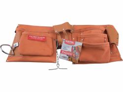 szerszámtartó öv, 9 zsebes, bőr; erős műanyag csattal