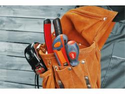 szerszámtáska ácsoknak, bőr, övre fűzhető; 5 zsebbel