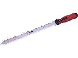 szigetelőanyag (kőzetgyapot) vágókés, kétélű, teljes/penge hossz.:470/280mm, rozsdamentes acél penge, vastagsága: 1,5mm