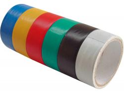 szigetel? szalag, 6db-os, színes;  19mm×18m×0,13mm (3m×6db)