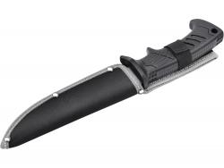 vadász- és túrakés, 3CR13 rozsdamentes acél penge, m?anyag nyél, nylon tok, teljes/penge hossz: 275mm/150mm