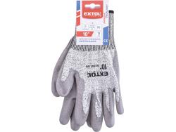 vágásbiztos kötött kesztyű, méret 11", poliuretánba mártott tenyér és újhegy, gumírozott mandzsetta