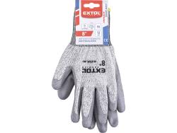 vágásbiztos kötött kesztyű, méret 8", poliuretánba mártott tenyér és újhegy, gumírozott mandzsetta