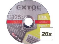 vágókorong 20 db, acélhoz; 125×1×22,2mm, max 12200 ford/perc, fémdobozban